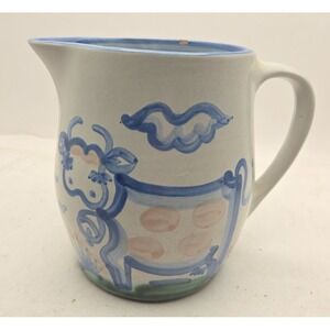 M. A. Hadley Pottery Stoneware 6" Milk/Creamer Cow Pitcher Hand Painted